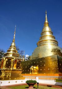 Low angle view of pagoda against sky