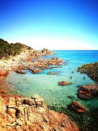 Scenic view of sea against clear sky