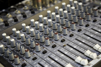 Close-up of sound recording equipment