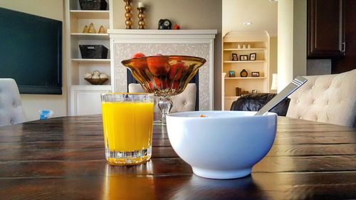 Drinks on table at home