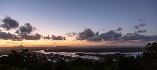 Scenic view of sea against sky at sunset