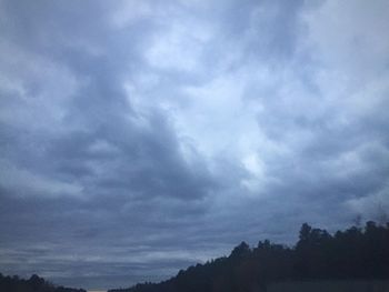 Low angle view of silhouette trees against sky