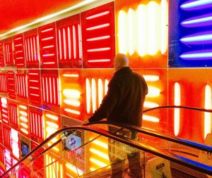 Close-up of red light in the dark