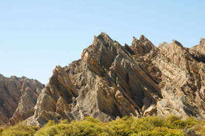 Low angle view of mountains against clear sky