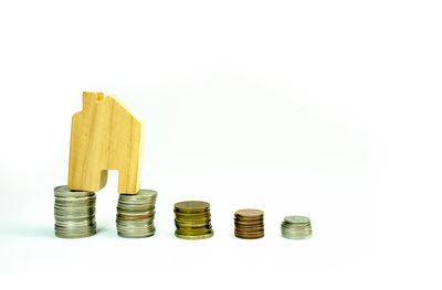 Stack of objects against white background