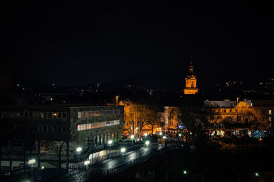 Illuminated city at night