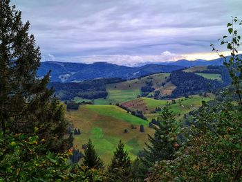 Scenic view of mountains against sky