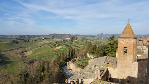 High angle view of landscape against sky