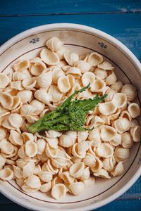 High angle view of food in bowl