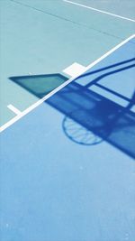 High angle view of shadow on basketball court