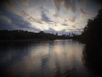 Scenic view of sea against sky at sunset