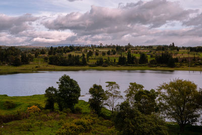 Scenic view of lake against sky