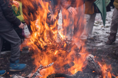 Panoramic view of bonfire