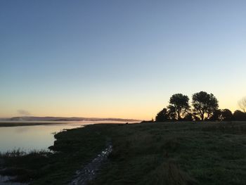 Scenic view of sea against clear sky