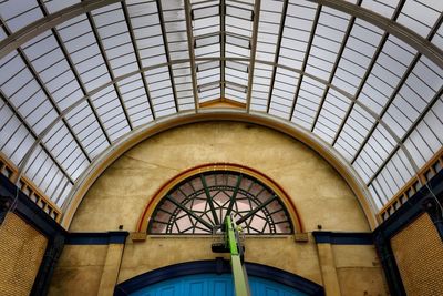 Low angle view of skylight in building