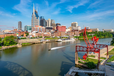 River passing through city buildings