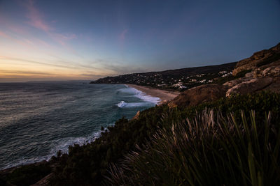 Scenic view of sea against sky during sunset