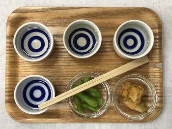 High angle view of food on table