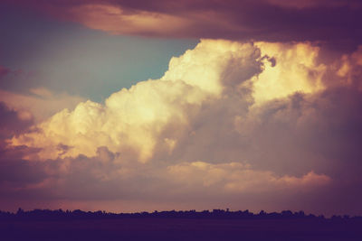 Scenic view of silhouette landscape against sky during sunset