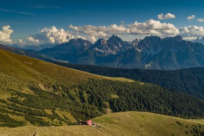 Scenic view of landscape and mountains against sky