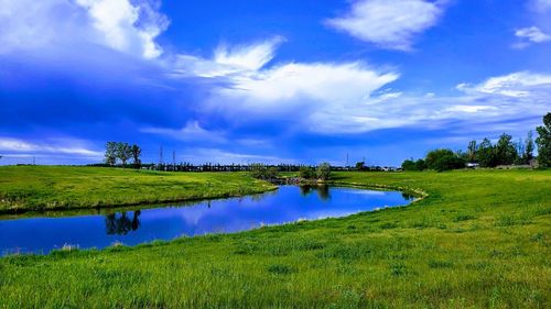 Scenic view of lake against sky