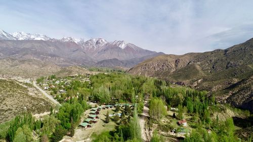 Panoramic view of landscape and mountains against sky