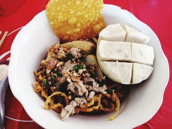 High angle view of meal served in plate