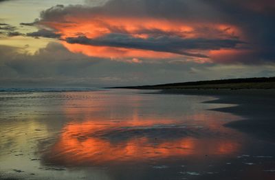 Scenic view of sea at sunset