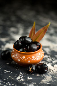 High angle view of fruits on table