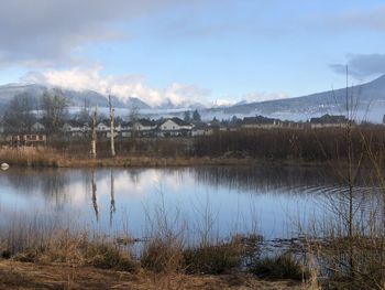 Scenic view of lake against sky
