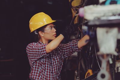 Woman working at industry