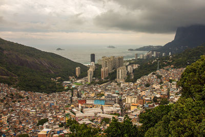 High angle view of buildings in favela rocinha 