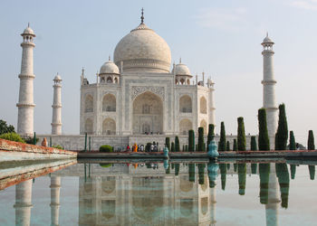 Reflection of buildings in lake