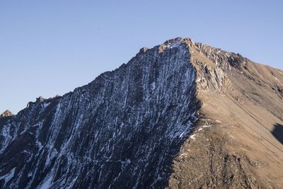 Scenic view of rocky mountains against clear sky