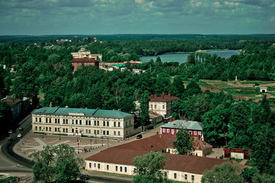 High angle view of townscape against sky