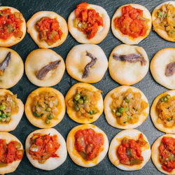 High angle view of food on table