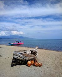 Boats moored in sea