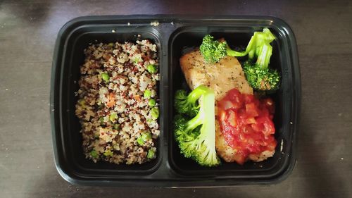 High angle view of food on table