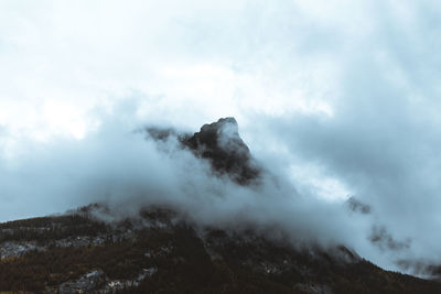 Scenic view of volcanic mountain against sky