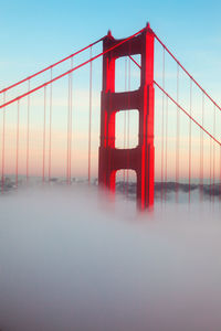 Golden gate bridge against sky during sunset
