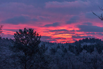 Scenic view of dramatic sky at sunset