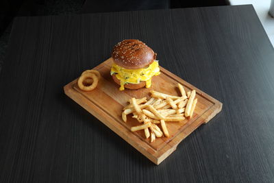 High angle view of food on table