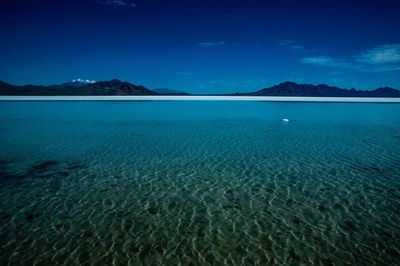 Scenic view of sea against blue sky