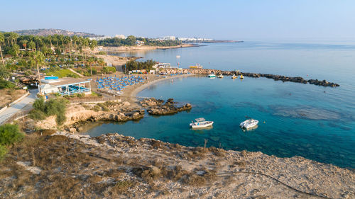 High angle view of beach against sky