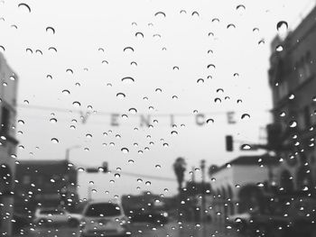 Close-up of water drops on glass