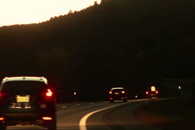 Traffic on road at night