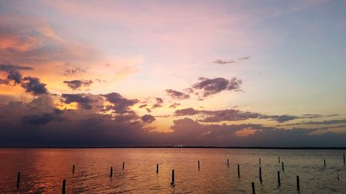 Scenic view of sea at sunset