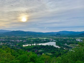 High angle view of landscape against sky