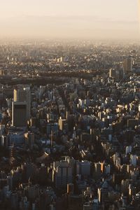 High angle view of buildings against sky in city