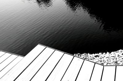 High angle view of pier on lake